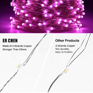 ER CHEN Pink LED String Lights Plug in, 99ft 300 LED Long Fairy Lights Dimmable with Remote, Indoor/Outdoor Silver Coated Copper Wire Decorative Lights for Bedroom, Patio, Garden, Yard