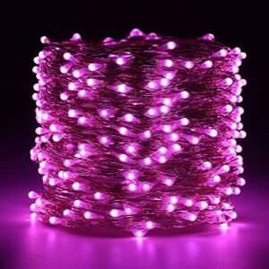 ER CHEN Pink LED String Lights Plug in, 99ft 300 LED Long Fairy Lights Dimmable with Remote, Indoor/Outdoor Silver Coated Copper Wire Decorative Lights for Bedroom, Patio, Garden, Yard