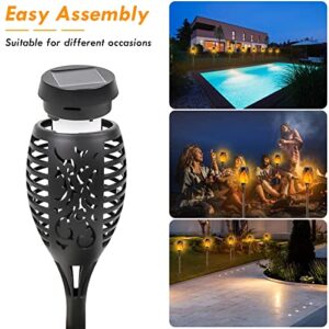 IDEAALS 8-Pack Solar Torch Light with Flickering Flame, Upgraded Solar Flame Torch for Garden Decorations, Waterproof Solar Outdoor Lights for Landscape Party Decoration - Auto On/Off