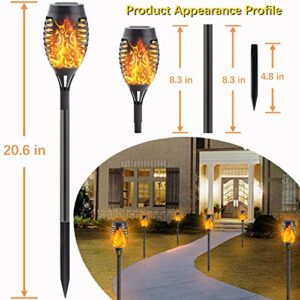 IDEAALS 8-Pack Solar Torch Light with Flickering Flame, Upgraded Solar Flame Torch for Garden Decorations, Waterproof Solar Outdoor Lights for Landscape Party Decoration - Auto On/Off