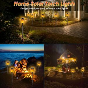 IDEAALS 8-Pack Solar Torch Light with Flickering Flame, Upgraded Solar Flame Torch for Garden Decorations, Waterproof Solar Outdoor Lights for Landscape Party Decoration - Auto On/Off