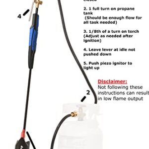 Flame King Propane Torch Kit Heavy Duty Weed Burner, 500,000 BTU with Push Button Piezo Ignitor (Self Igniting) , with 10-Ft Hose Regulator Assembly