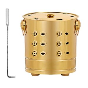 doitool composter burn stainless steel incinerator burn : garden incinerator can fire pit with hanging hook burning tongs worship burning pail golden debris burn incinerator bin compost tumbler