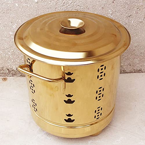 DOITOOL Composter Burn Stainless Steel Incinerator Burn : Garden Incinerator Can Fire Pit with Hanging Hook Burning Tongs Worship Burning Pail Golden Debris Burn Incinerator Bin Compost Tumbler