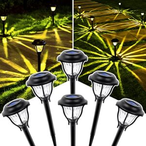 solpex solar outdoor lights pathway, 6 pack led solar path lights, solar garden lights outdoor waterproof, solar powered pathway lights for yard, pathway, lawn (warm white)