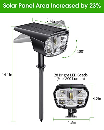 Biling Solar Spot Lights Outdoor, 28 LEDs 2-in-1 Bright Solar Outdoor Lights Landscaping Spotlights, IP67 Waterproof Solar Powered Spot Lights for Yard Garden Pathway (Warm White 2pack)