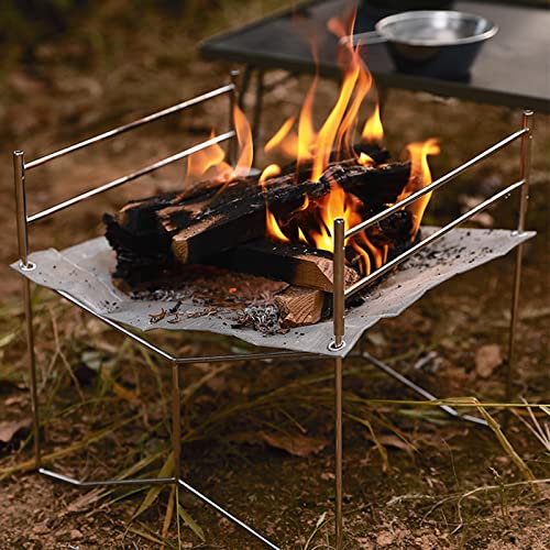 Colaxi Portable Fire, Camping Stainless Steel Outdoor Fireplace, Collapsing Steel Mesh Fireplace Foldable Outdoor Fire Patio Camping, Backyard Garden, 42x42x0.2cm