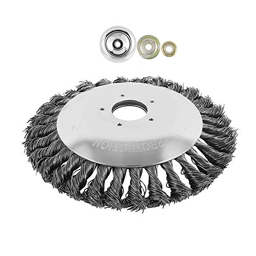 HUYUR 8 Inches Steal Wire Brush Cutter Trimmer Head with Blade Adapter for String Trimmers, Rust Removal, Lawn Mower - Cutter Garden Grass Accessories Tool