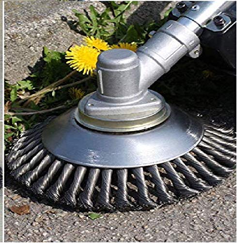 HUYUR 8 Inches Steal Wire Brush Cutter Trimmer Head with Blade Adapter for String Trimmers, Rust Removal, Lawn Mower - Cutter Garden Grass Accessories Tool