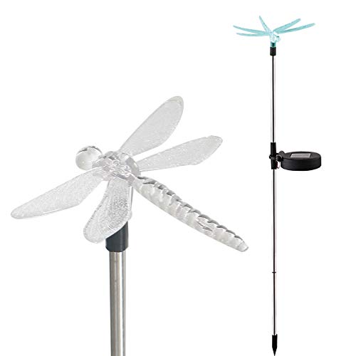 Waterproof Outdoor Solar Garden Stake Light with Vivid Color Charging Figurine –Dragonfly LED Garden Landscape Lawn Lamp for Flower Beds Backyards Decoration, 1Pack