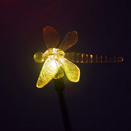 Waterproof Outdoor Solar Garden Stake Light with Vivid Color Charging Figurine –Dragonfly LED Garden Landscape Lawn Lamp for Flower Beds Backyards Decoration, 1Pack