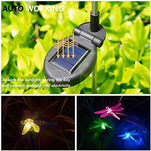 Waterproof Outdoor Solar Garden Stake Light with Vivid Color Charging Figurine –Dragonfly LED Garden Landscape Lawn Lamp for Flower Beds Backyards Decoration, 1Pack