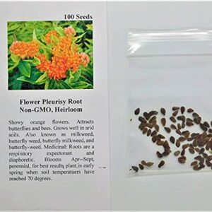 David's Garden Seeds Flower Asclepias Pleurisy Root 2233 (Orange) 100 Non-GMO, Heirloom Seeds