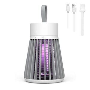 ellassay electric bug zapper for indoor & outdoor – rechargeable mosquito and fly killer portable usb led purple light trap have security grid home, bedroom, backyard camping using, grey