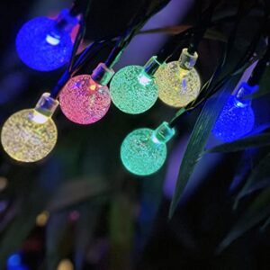 SPLOcolor Solar String Lights Outdoor, 20ft Waterproof 30 LEDs 8 Modes Crystal Globe Solar String Fairy Lights Backyard Patio Christmas Lights for Holiday Party Gardens Backyard Wedding (Multicolor)