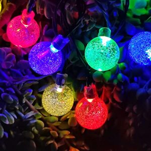SPLOcolor Solar String Lights Outdoor, 20ft Waterproof 30 LEDs 8 Modes Crystal Globe Solar String Fairy Lights Backyard Patio Christmas Lights for Holiday Party Gardens Backyard Wedding (Multicolor)
