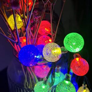 SPLOcolor Solar String Lights Outdoor, 20ft Waterproof 30 LEDs 8 Modes Crystal Globe Solar String Fairy Lights Backyard Patio Christmas Lights for Holiday Party Gardens Backyard Wedding (Multicolor)