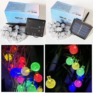 SPLOcolor Solar String Lights Outdoor, 20ft Waterproof 30 LEDs 8 Modes Crystal Globe Solar String Fairy Lights Backyard Patio Christmas Lights for Holiday Party Gardens Backyard Wedding (Multicolor)