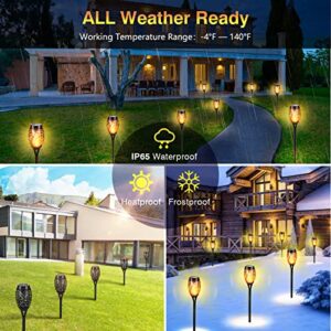 Futuriol Solar Outdoor Lights, 4Pack 12LED Solar Tiki Torches with Flickering Flame for Garden Decor, Mini IP65 Waterproof Solar Powered Landscape Flame Lights for Yard Pathway Patio, Yellow