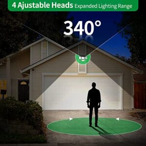 VORZU Solar Motion Light Outdoor, LED Security Flood Lighting with 3 Modes, Dusk to Dawn Sensor Luminaires Waterproof Exterior Wall Lamp for Garage, Garden, Yard, Patio and Porch, 2 Pack