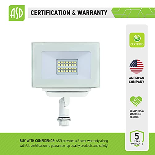 ASD LED Flood Light Outdoor 20W, 120V 2040Lm 5000K, Small Exterior Metal Waterproof Lighting Fixtures, Adjustable Knuckle Mount Wall Ground Floodlight Fixture for Yard Garden Backyard, UL Listed