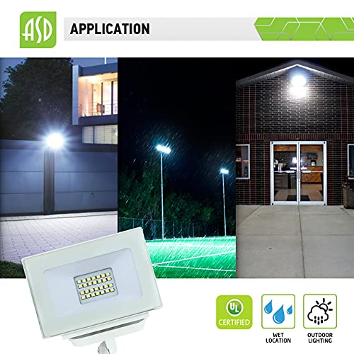 ASD LED Flood Light Outdoor 20W, 120V 2040Lm 5000K, Small Exterior Metal Waterproof Lighting Fixtures, Adjustable Knuckle Mount Wall Ground Floodlight Fixture for Yard Garden Backyard, UL Listed