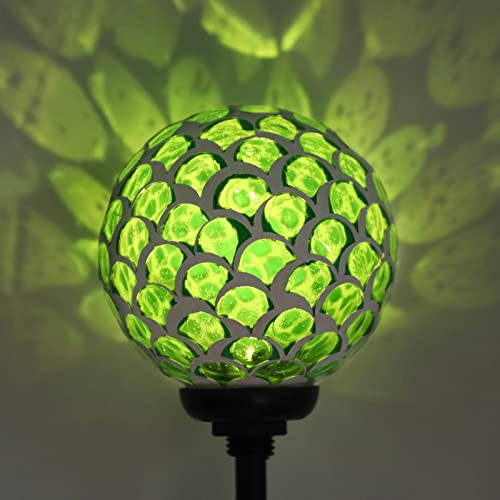 VCUTEKA Solar Lights Outdoor Decorative, Mosaic Solar Garden Light Waterpoof LED Pathway Stake Light for Landscape Lawn Patio Yard Decoration, Green 1 Pack