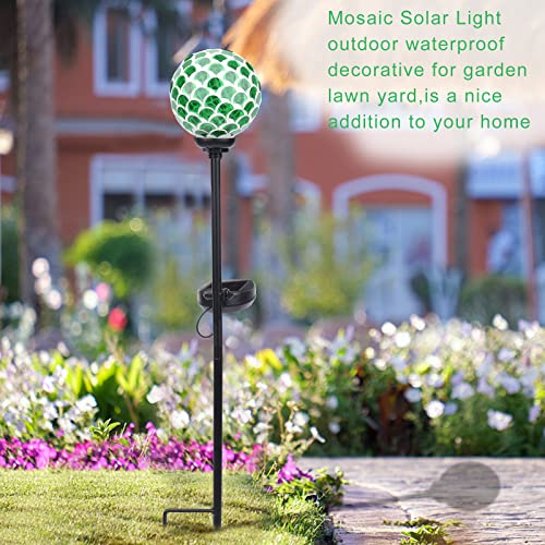 VCUTEKA Solar Lights Outdoor Decorative, Mosaic Solar Garden Light Waterpoof LED Pathway Stake Light for Landscape Lawn Patio Yard Decoration, Green 1 Pack