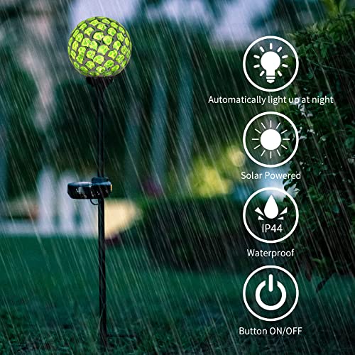 VCUTEKA Solar Lights Outdoor Decorative, Mosaic Solar Garden Light Waterpoof LED Pathway Stake Light for Landscape Lawn Patio Yard Decoration, Green 1 Pack