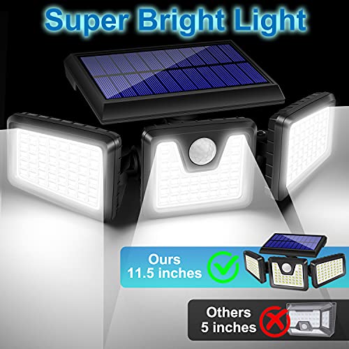 AmeriTop Solar Lights Outdoor, 2 Pack 128 High Brightness LED Cordless Solar Motion Sensor Lights; 3 Adjustable Heads, 270°Wide Angle Illumination, IP65 Waterproof, Security LED Flood Light(Daylight)