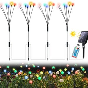 Upgraded Solar Garden Lights, 4 Pack Solar Powered Firefly Lights Outdoor Waterproof, Multicolor Solar Swaying Light for Outdoor Yard Patio Walkway Decor