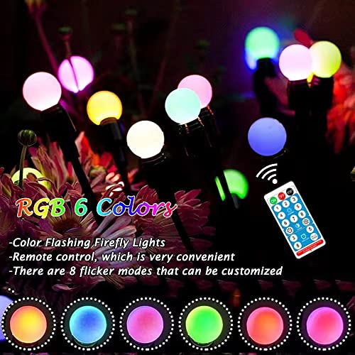 Upgraded Solar Garden Lights, 4 Pack Solar Powered Firefly Lights Outdoor Waterproof, Multicolor Solar Swaying Light for Outdoor Yard Patio Walkway Decor