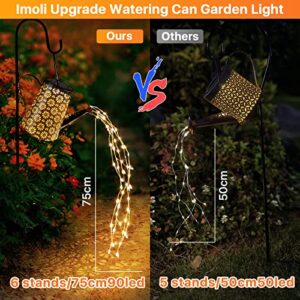 Imoli Outdoor Solar Watering Can with Lights Garden Decor Large Solar Powered Lanterns Hanging Waterproof LED Decorative Retro Metal Kettle String Lights for Table Yard Pathway Walkway Gardening Gifts