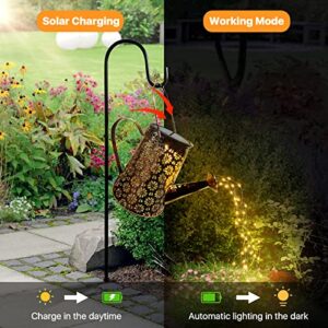 Imoli Outdoor Solar Watering Can with Lights Garden Decor Large Solar Powered Lanterns Hanging Waterproof LED Decorative Retro Metal Kettle String Lights for Table Yard Pathway Walkway Gardening Gifts