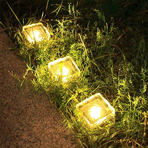 TDA Trading Solar Outdoor Ice Cube Lights for Garden Decoration, 2.8 ”x 2.8” Frosted Acrylic Brick Waterproof Solar Landscape Lights for Tabletop Yard Patio Pathway Decor (Warm White) (8 Pieces)