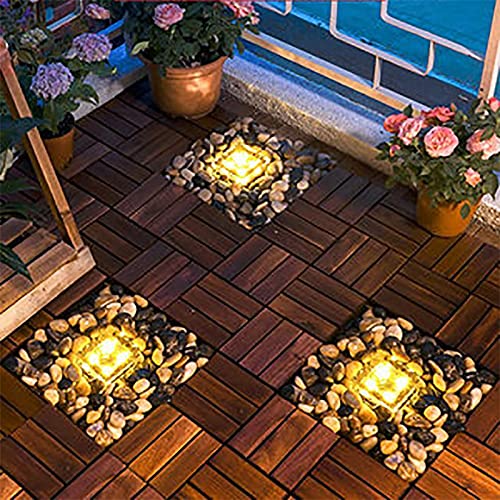 TDA Trading Solar Outdoor Ice Cube Lights for Garden Decoration, 2.8 ”x 2.8” Frosted Acrylic Brick Waterproof Solar Landscape Lights for Tabletop Yard Patio Pathway Decor (Warm White) (8 Pieces)