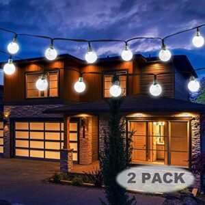 vivii solar string light 20 ft 30 led crystal ball waterproof string lights solar powered fairy lighting for garden home landscape holiday decorations, white, 2 pack