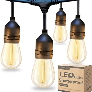 addlon led outdoor string lights 48ft with dimmable edison vintage shatterproof bulbs and commercial grade weatherproof strand – etl listed heavy-duty decorative lights for patio garden