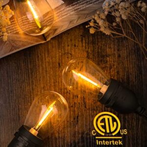 addlon LED Outdoor String Lights 48FT with Dimmable Edison Vintage Shatterproof Bulbs and Commercial Grade Weatherproof Strand - ETL Listed Heavy-Duty Decorative Lights for Patio Garden