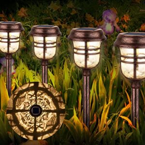 xmcosy+ solar pathway lights outdoor, 6 pack rgbw solar outdoor lights, auto on/off ip65 solar lights outdoor waterproof, led solar garden lights outdoor for landscape patio lawn driveway & walkway