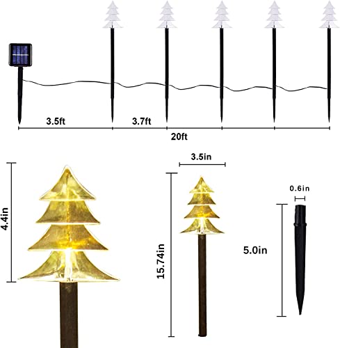 Christmas Solar Stake Lights Set of 5, Waterproof Pathway Lights for Xmas Outdoor Yard, Garden, Patio, Walkway Decoration (Tree)