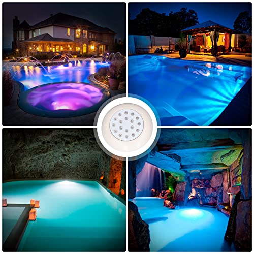 Lazmin112 Pool Light, 1000LM 10W RGB Color Changing LED Pool Lights, IP68 Waterproof Underwater Swimming Pool Spa Light, for Landscapes, Gardens, Public Fountains