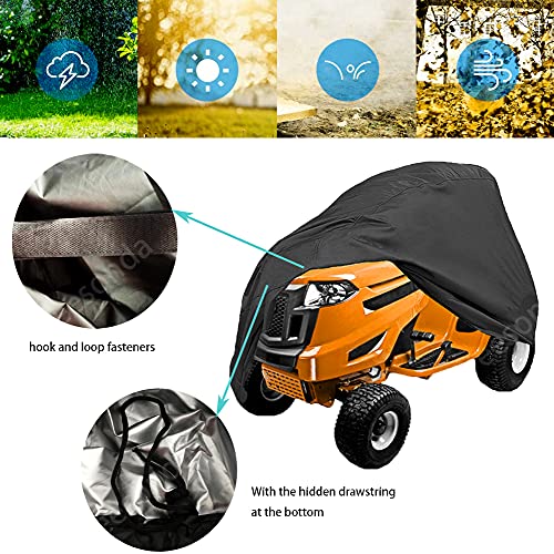 Outdoors Lawn Mower Cover 420D Polyester Oxford Waterproof Tractor Cover UV Protection Universal Fits for Ride-On Garden Tractor（72" L x 54" W x 46" H）