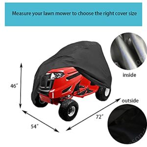 Outdoors Lawn Mower Cover 420D Polyester Oxford Waterproof Tractor Cover UV Protection Universal Fits for Ride-On Garden Tractor（72" L x 54" W x 46" H）