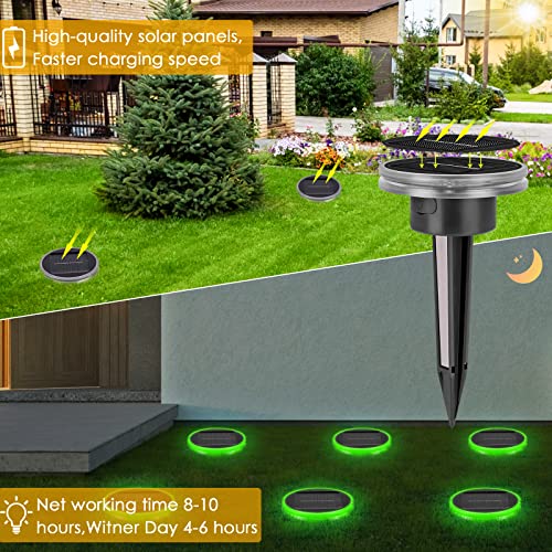 ARMXY Solar Ground Lights, Soil Moisture Monitoring Solar Garden Lights, Waterproof Solar Disk Lights for Pathway, Yard, Landscape, Walkway, Lawn, Driveway Decor, 6 Pack