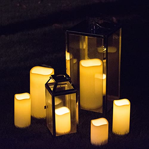 TFROSIM 3" x 6" Solar Candles Outdoor Waterproof with Dusk to Dawn Light Sensor,2 PCS Flameless Candle Set,Flickering LED Pillar Candles for Lantern Patio Garden Lawn Deck Yard