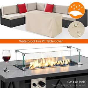 Yaheetech 43" Propane Gas Fire Pit Table 50,000 BTU Rectangular Fire Pit with Glass Wind Guard for Outside/Patio/Deck/Garden/Backyard, Gas Firepit with Ceramic Tabletop, Steel Base and Water-Resistant