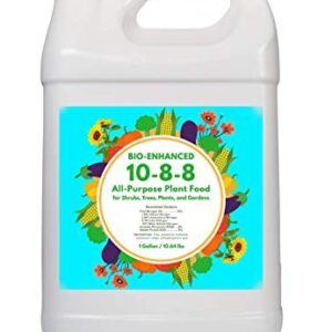 Nature’s Lawn & Garden - Bio-Enhanced 10-8-8 All Purpose Plant Food - Balanced Fertilizer w/Humic & Fulvic Acid, Kelp, Molasses - for Garden, Trees, Shrubs, Houseplants - Non-Toxic, Pet-Safe, 1 Gal