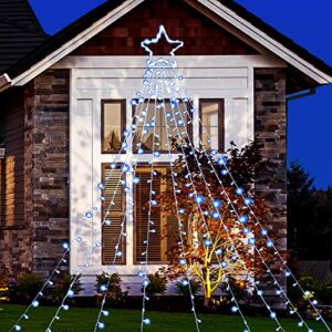 Joiedomi Christmas Outdoor Star String Lights, 335 LED 8 Lighting Modes Waterfall Lights for Christmas Tree Decorations, Home Party Wedding Garden Yard Patio Xmas Outdoor Décor (White)