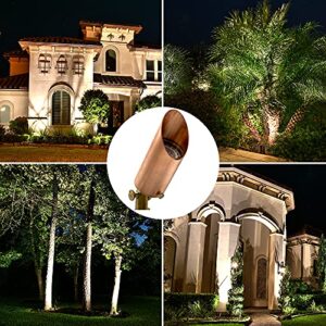 Brass Spot Lights Outdoor LED Landscape Lights – 109 Professional Grade Copper 12V Low Voltage Landscape Lighting with Bulbs 7W; IP 65 Waterproof Metal Up Light for House Pathway Trees Flag Plants